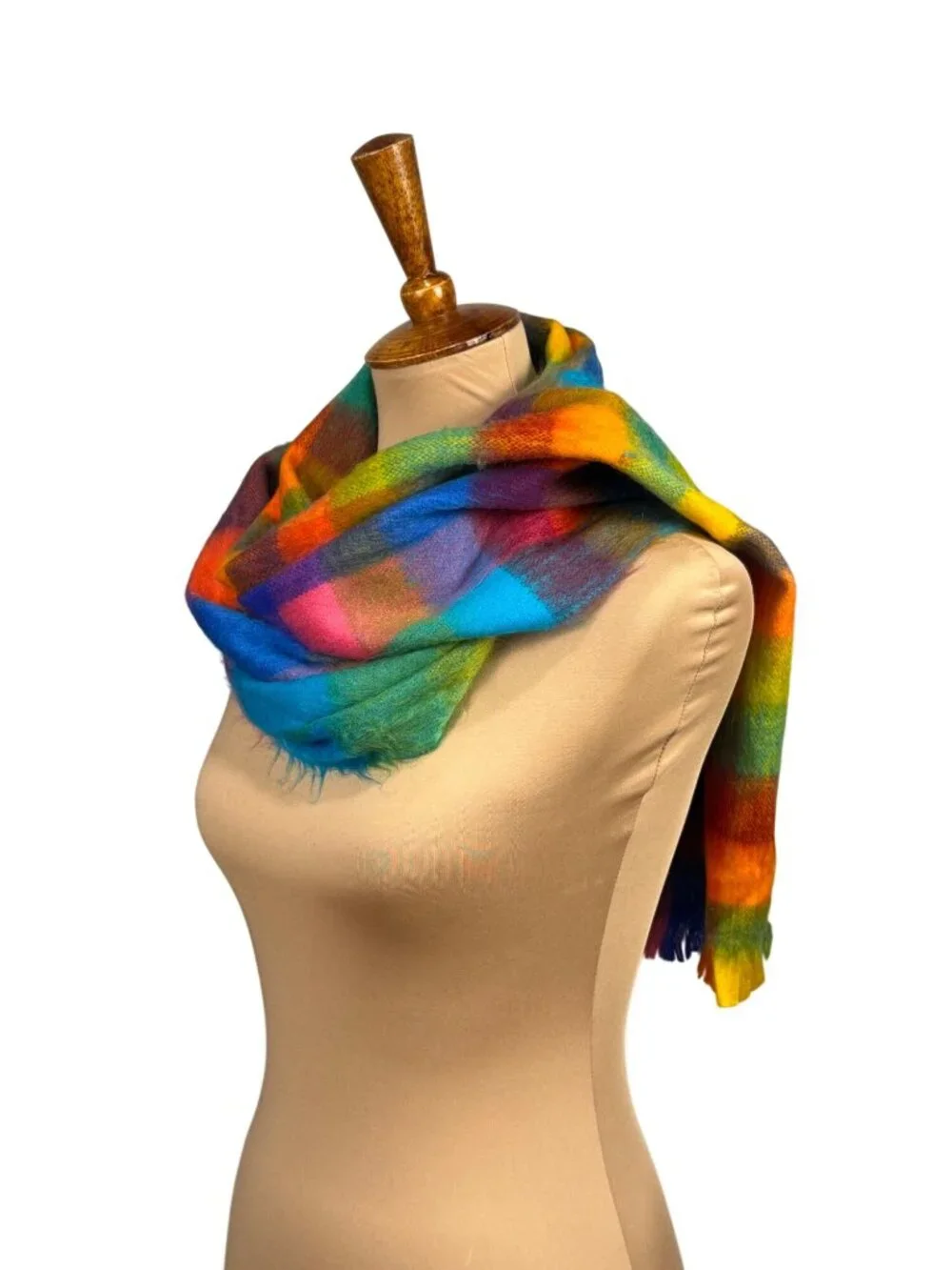 Pokoloko Rainbow Alpaca Blend Scarf Fringed Made in Ecuador Soft Lightweight 13